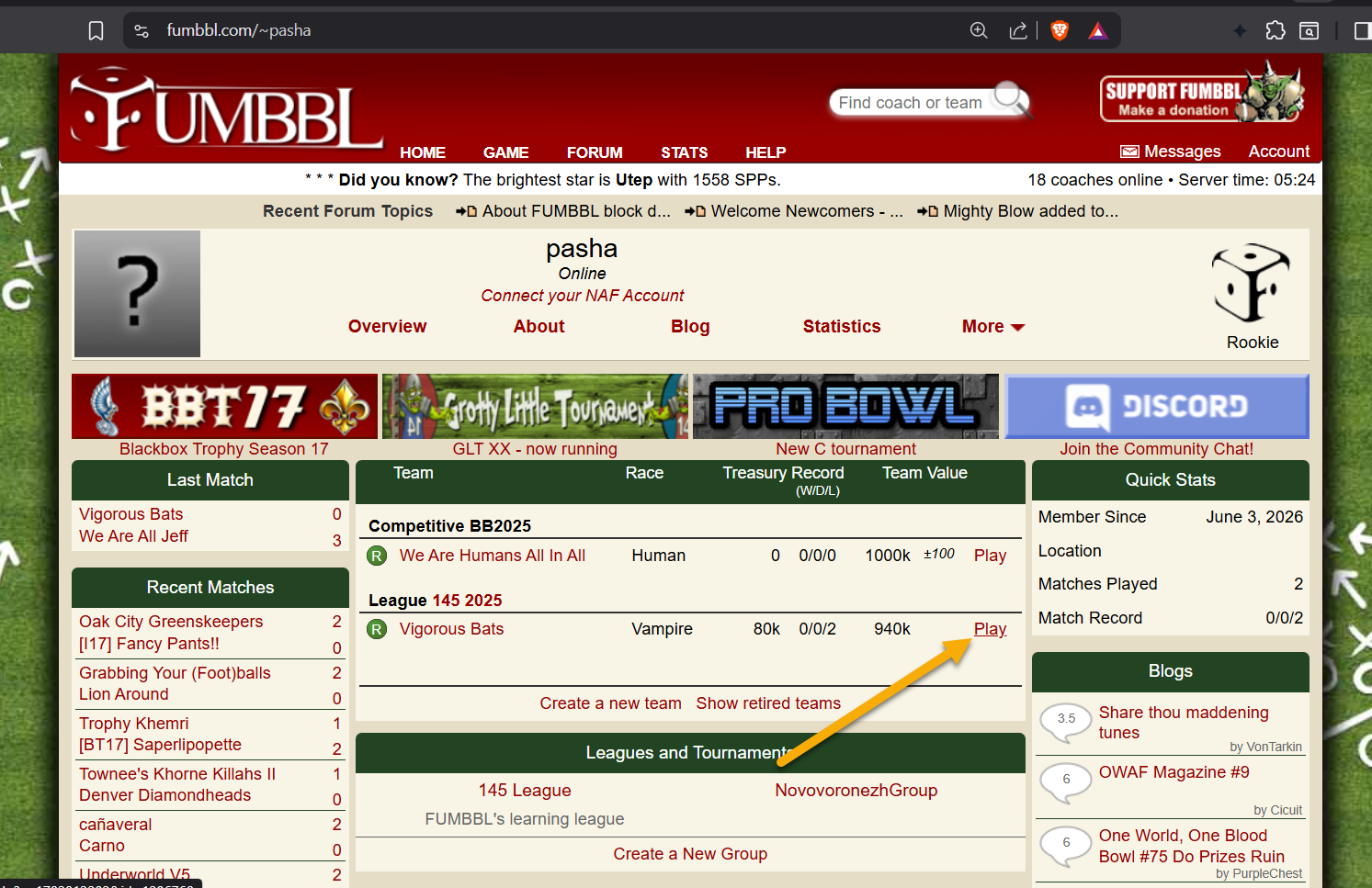 fumbbl.comのJNLPファイルをダウンロードするためのウィンドウ